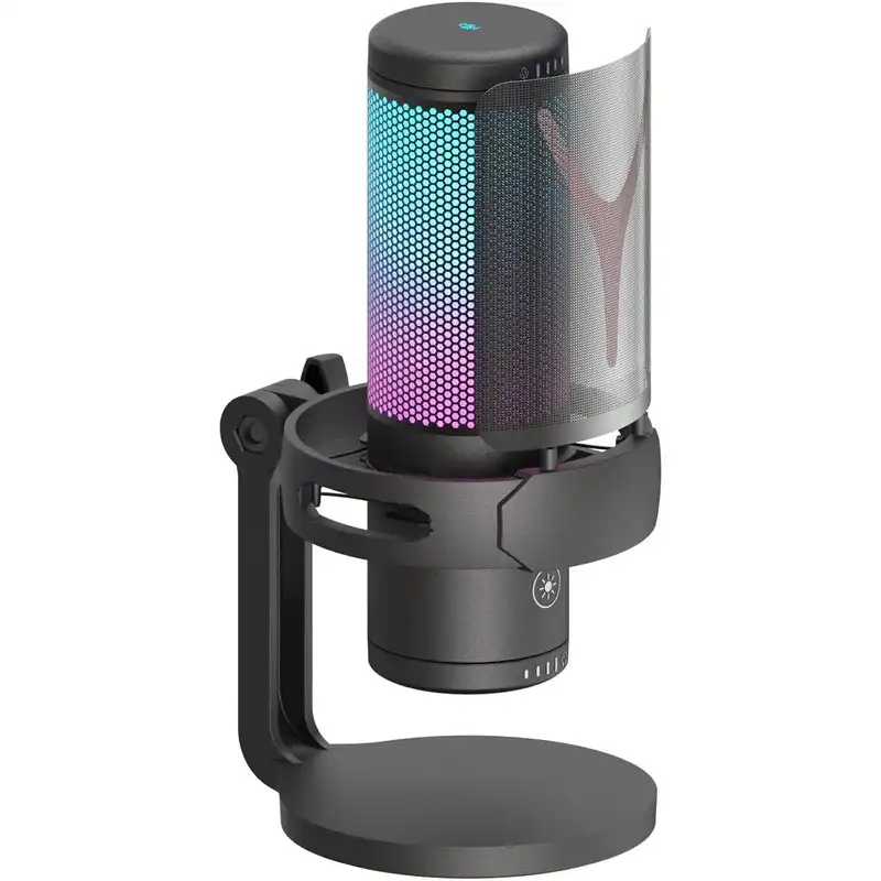 MICROFONO STREAMING REDRAGON RGB FENRIS GM301 USB CON TRIPODE CONDESADOR