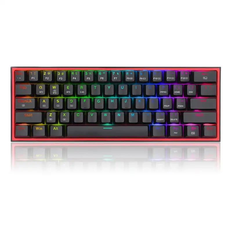 TECLADO MECANICO REDRAGON FIZZ PRO K616-RGB 60% INALAMBRICO RECARGABLE NEGRO SW-ROJO