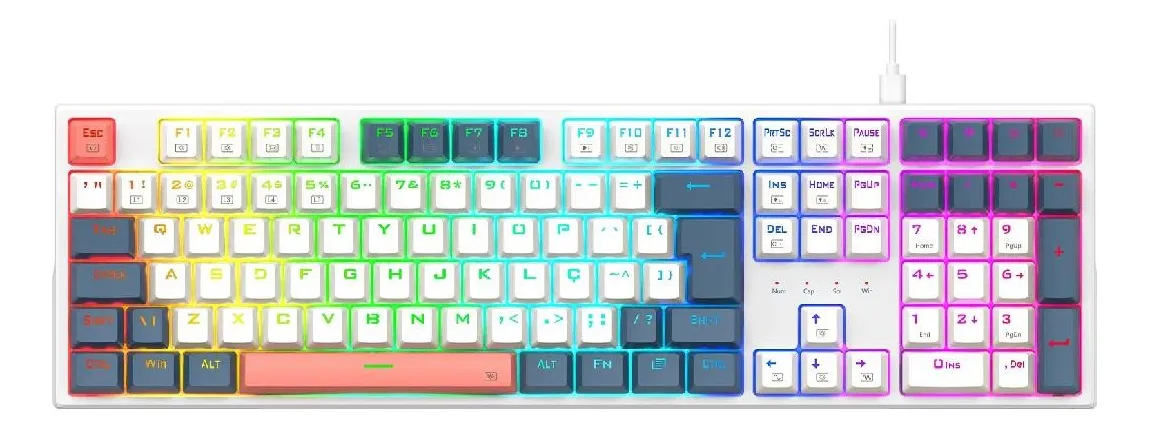 TECLADO MECANICO REDRAGON TRUNDLE 668WBO-RGB 100% ESPAÑOL TECLAS INTERCAMBIABLES SW-ROJO