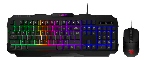 COMBO TECLADO Y MOUSE GAMER MSI FORGE GK100 USB NERRO