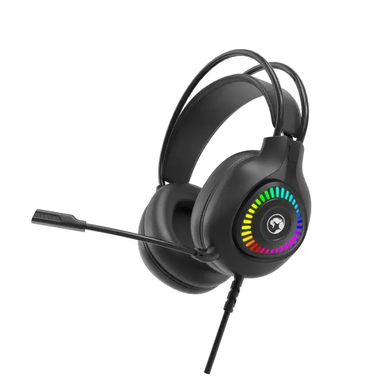 AUDIFONO CON MICROFONO GAMING MARVO AKARI 40 H8325 RGB EST. USB+3.5MM MULTIP. NEGRO