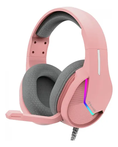 AUDIFONO CON MICROFONO GAMING MARVO H8618 PK TACTIC 40 RGB ESTATICO USB ROSADO