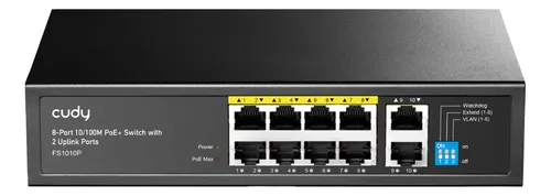 SWITCH 10 PUERTOS GIGABIT CUDY GS1010P 8 POE+ 80W 