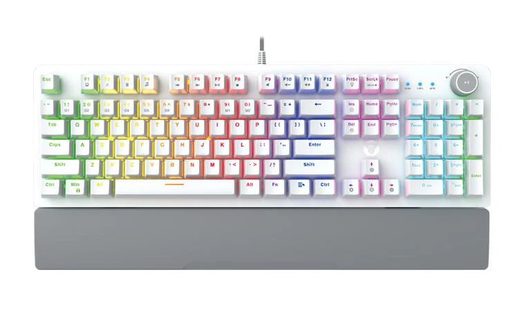 TECLADO MECANICO FANTECH MAXPOWER MK853V2 INGLES 100% BLANCO SW-ROJO
