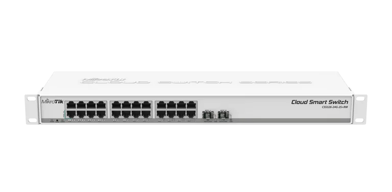 SWITCH MIKROTIK 24 PUERTOS CON 2 PUERTOS SFP+ CSS326-24G-2S+RM