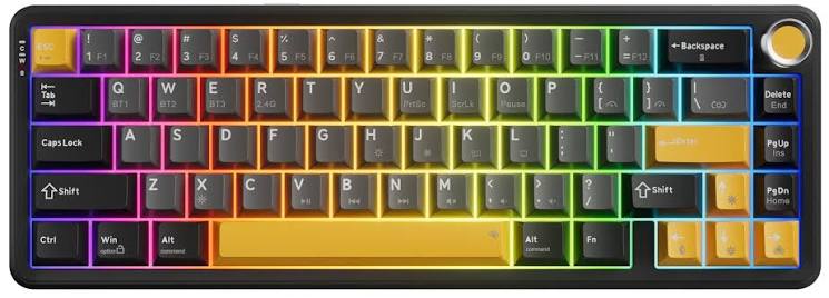 TECLADO MECANICO MARVO KG984W TITAN 65 INGLES 65% TRI-MODO NEGRO SW-AMARILLO