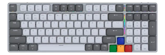 TECLADO MECANICO FANTECH MAX FIT AIR99 MK915 GY 100% TRI-MODO INALAMBRICO / BT / CABLE GRIS SW-ROJO 