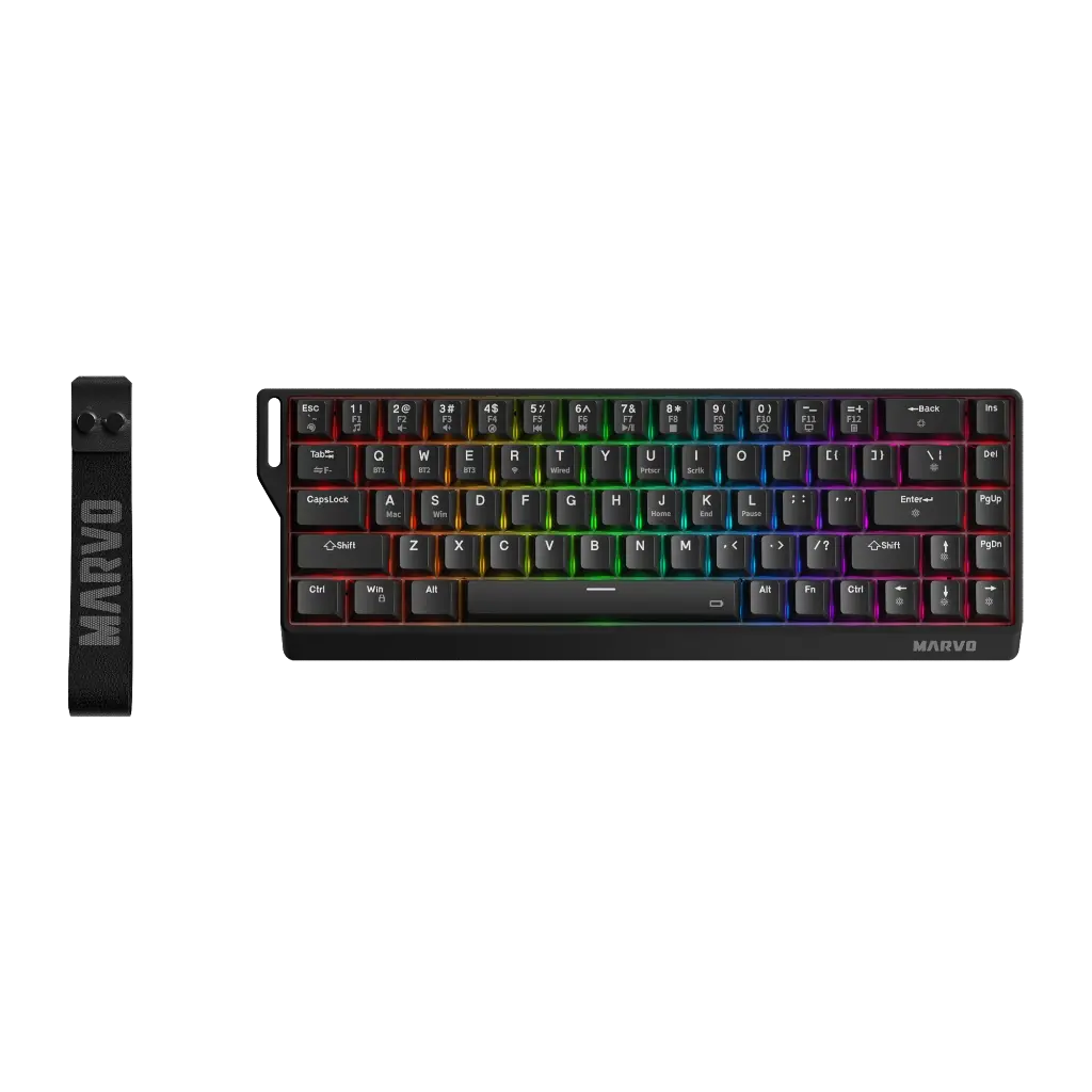 TECLADO MECANICO MARVO KG965W BK SABER 65W INGLES 65% TRI-MODO NEGRO SW-AMARILLO