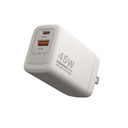 CARGADOR TIPO USB-A Y USB-C UNNO PW5081WT 2PTOS 45W  BLANCO