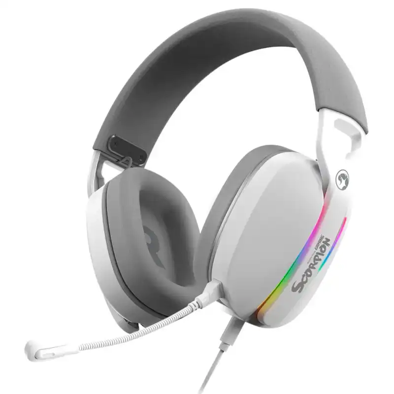 AUDIFONO CON MICROFONO GAMING MARVO PULZ 70 HG9086 WH RGB USB BLANCO