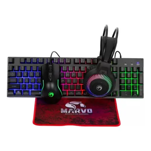 COMBO TECLADO GAMING MARVO CM416 SP LOOT 40 4 EN 1 RGB USB NEGRO