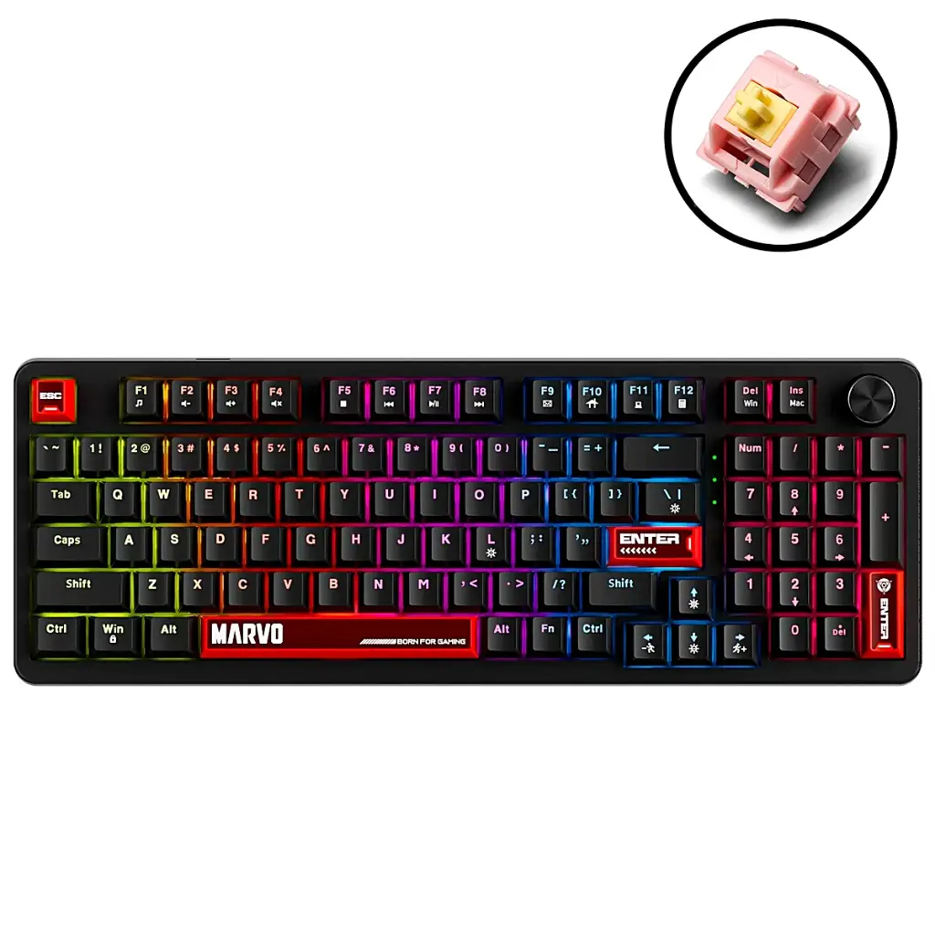 TECLADO MECANICO MARVO KG937 ARMA 98 TRI-MODO NEGRO