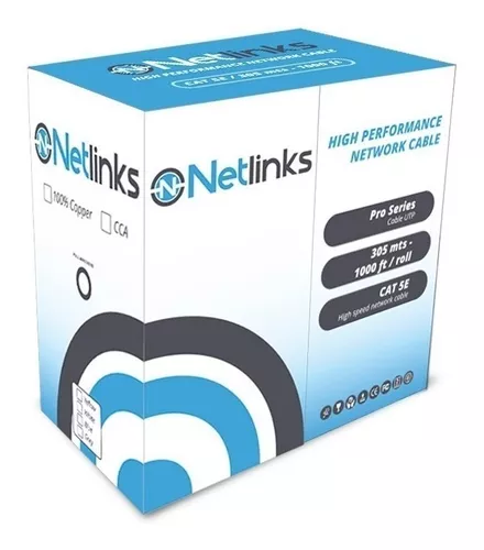 BOBINA CABLE UTP 305M CAT 5E INTERIOR NETLINKS CCA