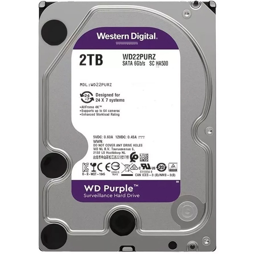 DISCO DURO 3.5" 2TB WD PURPLE WD23PURZ SATA