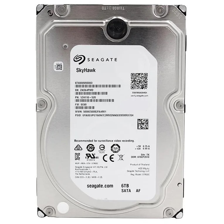 DISCO DURO 3.5" 6TB SEAGATE SKYHAWK SATA ST6000VX001