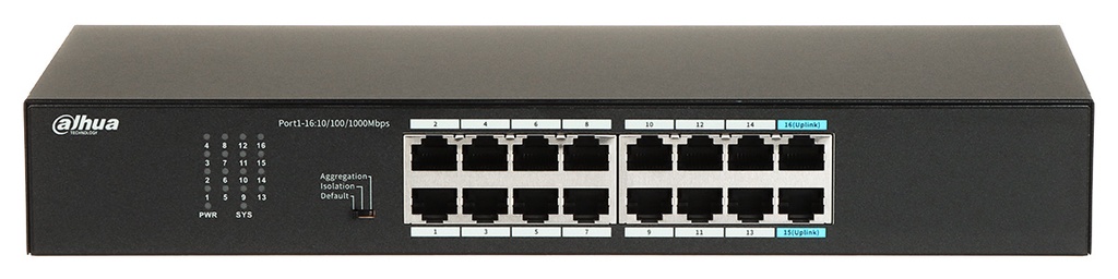 SWITCH 16 PUERTOS DAHUA RACK GIGABIT DH-PFS3016-16GT