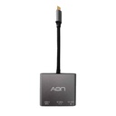 ADAPTADOR USB-C T A HDMI 2.0, USB 3.0 Y USB-C AON 100W