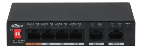 [01090] SWITCH DAHUA DH-PFS3006-4ET-60 4 PUERTOS POE + 2 UP 10/100 60W