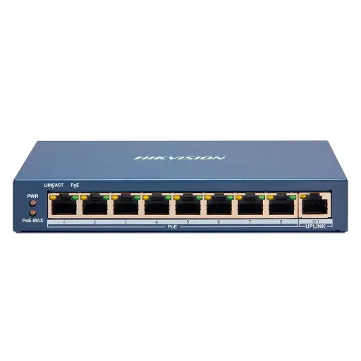 [01441] SWITCH HIKVISION DS-3E1309P-EI/M 8 PUERTOS POE 10/100 CON 1 UP GIGABIT 65W