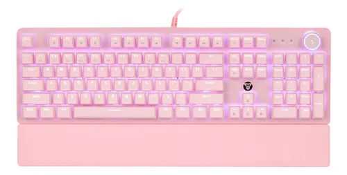 [01480] TECLADO MECANICO FANTECH MAXPOWER MK853V2 PK INGLES 100% ROSADO SW-ROJO
