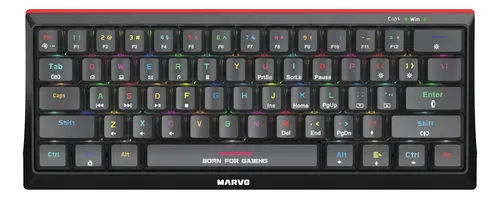 [01873] TECLADO MECANICO MARVO KG933G BK SAMBER 60% ESPAÑOL NEGRO SW-ROJO