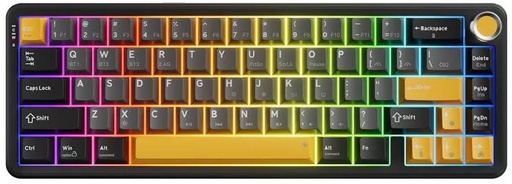 [01876] TECLADO MECANICO MARVO KG984W TITAN 65 INGLES 65% TRI-MODO NEGRO SW-AMARILLO
