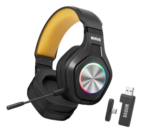 [01878] AUDIFONO CON MICROFONO GAMING MARVO PULZ 80W HG9084W RGB INALAMBRICO BLUETOOH NEGRO