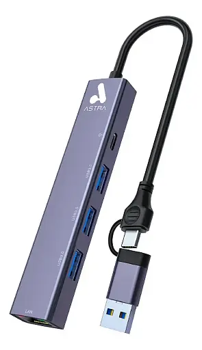 [01964] HUB ASTRA CHB082 USB-A/C A 3 X USB-A 3.0 + RJ45