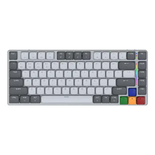 [02005] TECLADO MECANICO FANTECH MAX FIT AIR83 MK915 GY 75% TRI-MODO INALAMBRICO / BT / CABLE GRIS SW-ROJO 