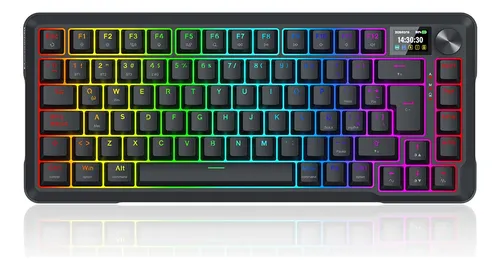 [02039] TECLADO MECANICO REDRAGON UCAL PRO LCD K724RGB-PRO SP 75% INALAMBRICO TRI-MODO NEGRO SW-ROJO