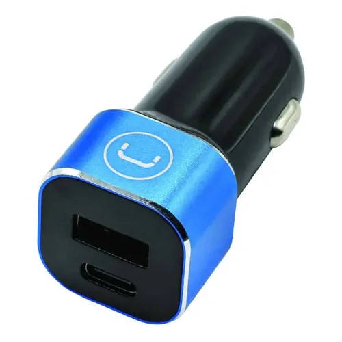 [02150] CARGADOR PARA CARRO  DUAL USB-C Y USB-A UNNO PW5021BK FAST 3.4A NEGRO 