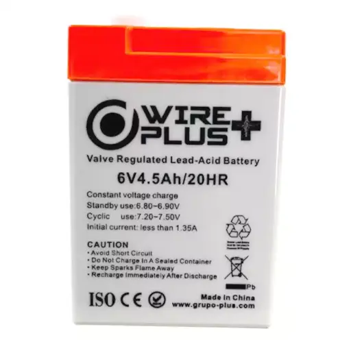 [00901] BATERIA WIREPLUS 6V-4.5AH AGM WP-BAT6V-4.5A