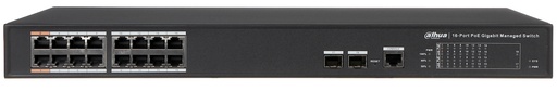 [00777] SWITCH 16 PUERTOS POE GIGA + 2 UP GIGA DAHUA ADMIN GIGABIT POE RACK DH-PFS4218-16GT-190 190W
